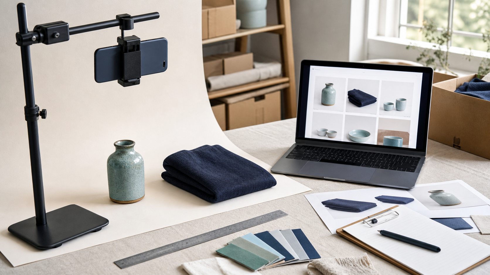 Google Universal Cart - 商品撮影、画像確認、商品情報の整備を行うECカタログ運用の作業風景